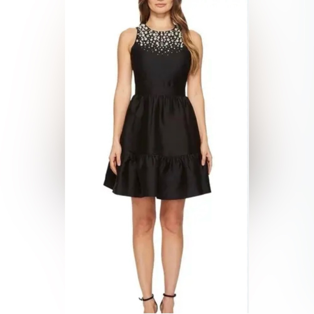 Kate Spade~ Mikado pearl black cocktail  Sleeveless Dress